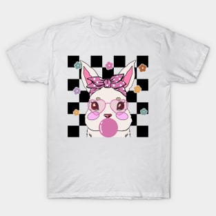 Cute Easter Bunny Checkerboard T-Shirt